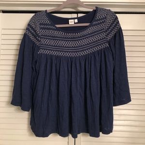 Blue and White Smocked Shirt